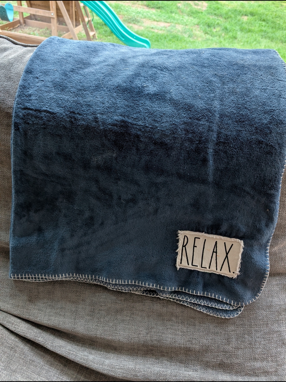 Rae Dunn Blue 'RELAX' Plush Throw Blanket - Picture 2 of 4